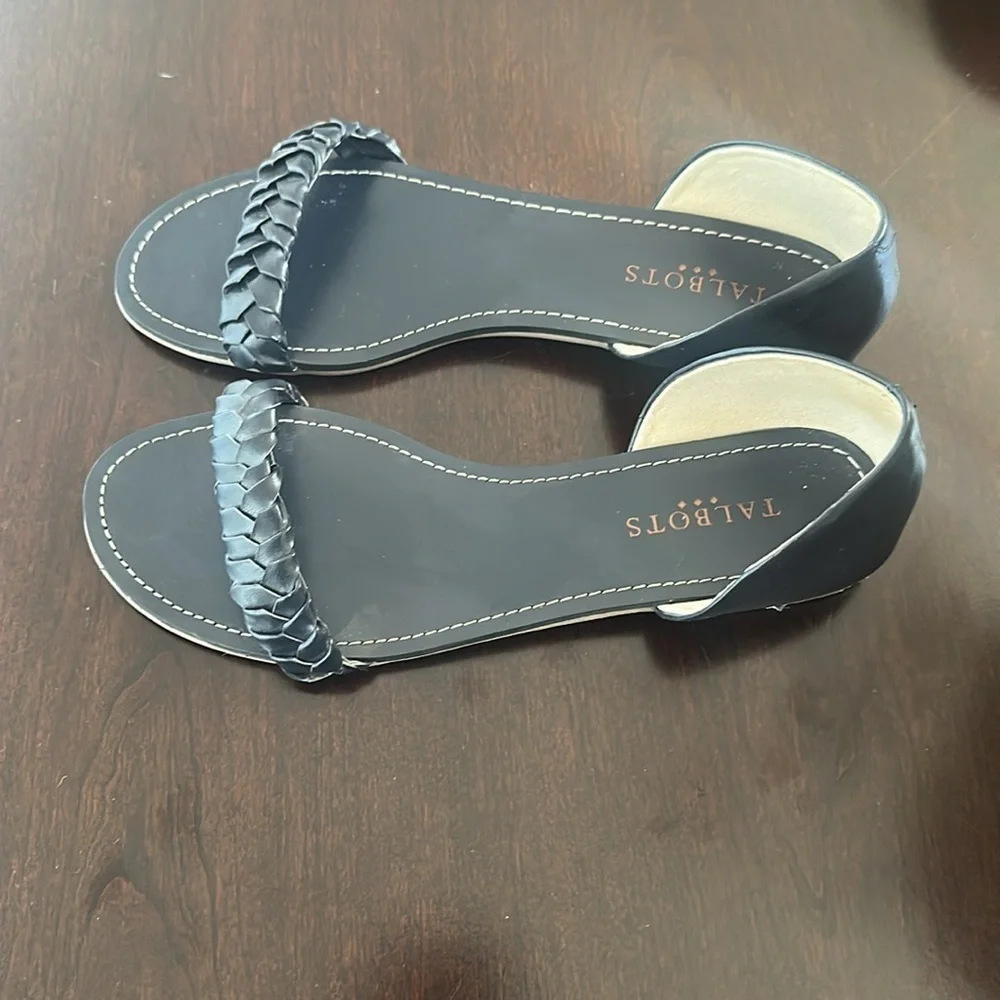 Talbots Womens Navy Braided Strap Sandals Sz 8 Minimalist Timeless Preppy Chic